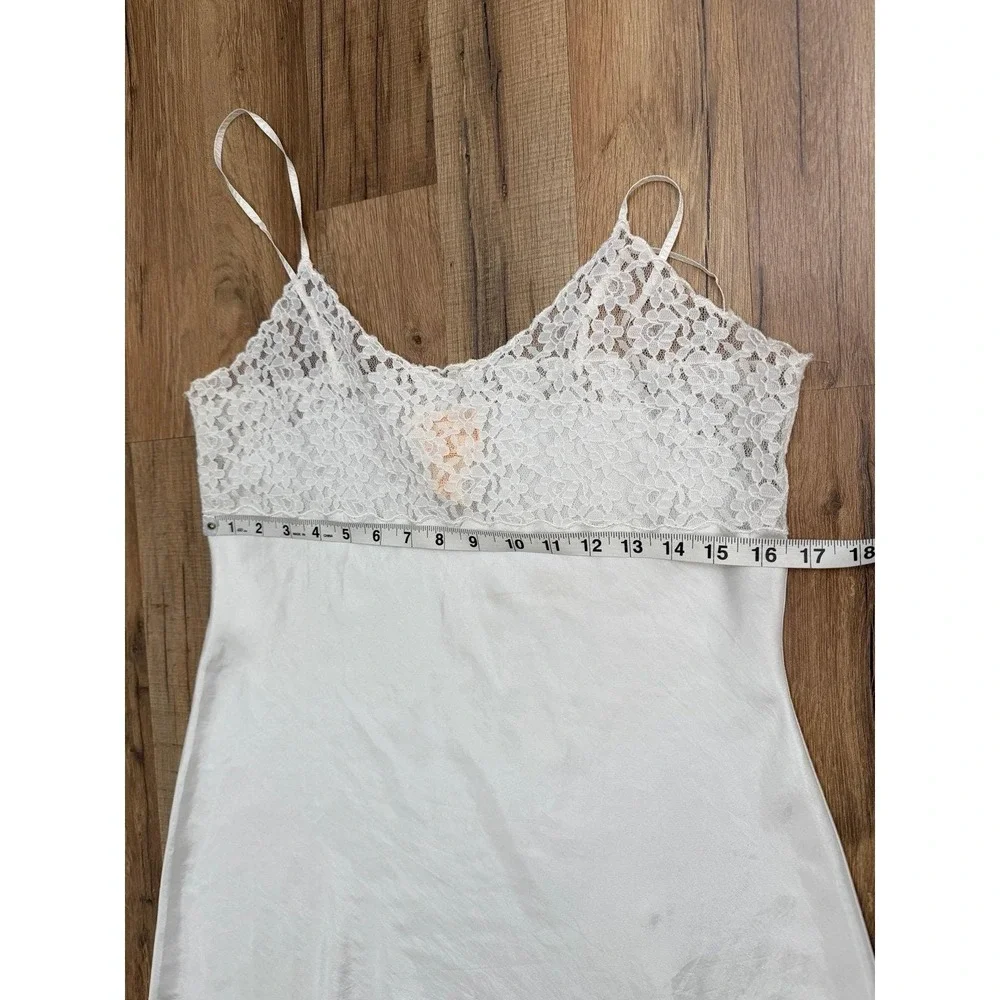 April Cornell White Lace Slip Dress Boho‎ Cottagecore Midi Adjustable Straps S